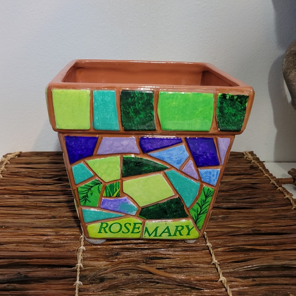 Ceramic Teleflora Mosaic Square Planter
